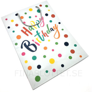 Presentpåse med texten Happy Birthday